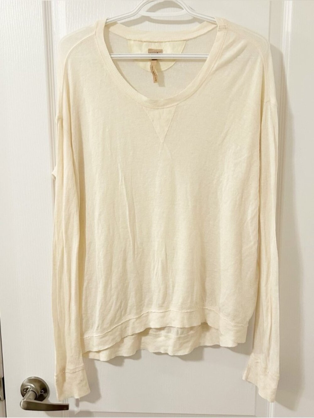 Y2K Aritzia WF Henley Top XS Cream neutral casual minimalist cottage coastal